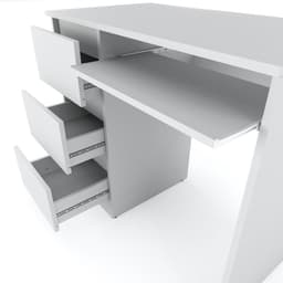 Wit computerbureau met 3 lades, 90 cm, school- en gamemeubel — thumbnail 5