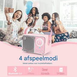 Retro Bluetooth- Vintage Bluetooth Speaker - Mini Retro Design With Stereo Bass Enhancement-Roze — thumbnail 4