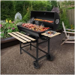 GREGMAN Roast 80 koolstof BBQ - Grote Tuingrill met Deksel - Thermometer & Zijplanken - Verstelbare Luchtregeling - Zwart — thumbnail 2