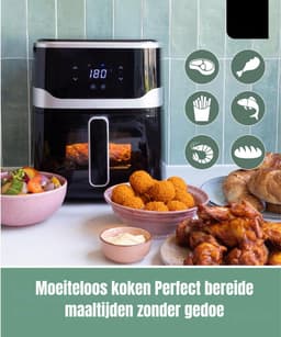 SAVI® Mini Airfryer - Airfryer - Heteluchtfriteuse - Compact - Zwart - 32cm x 25cm x 31cm; 3kg — thumbnail 9