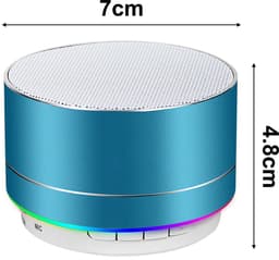 Oneay Mini draadloze speaker, draagbare Bluetooth-speaker met HD-geluid, 4 uur speeltijd, ingebouwde microfoon, TF-kaartsleuf, FM-radio en ledverlichting voor thuis en op reis - Blauw — thumbnail 4