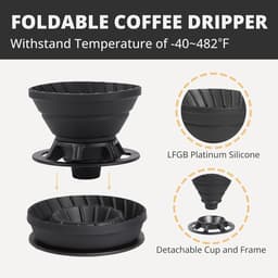 Draagbare Koffie Zetter - Opvouwbare Druppelset - Reizen Kamperen - Compact Opvouwbaar Ontwerp - 2 Koppen Capaciteit - Zwart — thumbnail 2