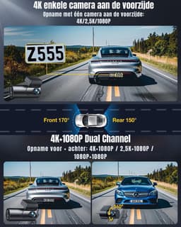 SAVI® Dashcam Voor en Achter - Dashcam - Dashcam Voor Auto - Zwart -‎3cm x 5cm x 10cm — thumbnail 4
