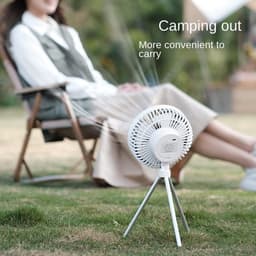 Campingventilator - Tentventilator - Draagbare Ventilator - USB Oplaadbaar - Met Statief - Met Haak - 3 Snelheden - 4000 mAh - Zwartgrijs — thumbnail 3