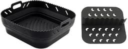 Siliconen airfryer-inzetstuk met tussenschot Geschikt voor Ninja Speedi & COSORI airfryers - Herbruikbare accessoires Geschikt voor Instant Vortex & Tefal airfryer (zwart) — thumbnail 2