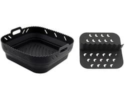 Siliconen airfryer-inzetstuk met tussenschot Geschikt voor Ninja Speedi & COSORI airfryers - Herbruikbare accessoires Geschikt voor Instant Vortex & Tefal airfryer (zwart) — afbeelding 1