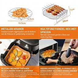 Airfryer Accessoires Set 8 Inch – 11-delig – Bakvorm, Pizza Pan, Cakevorm, Rek & Siliconen Vorm – Geschikt voor Airfryer ≥ 22 cm — thumbnail 9