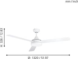 Grote Plafondventilator 132 cm met LED Verlichting en Afstandsbediening - Hout & Wit — thumbnail 4