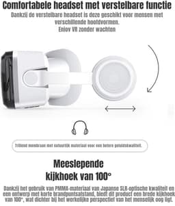 MIRA® VR Bril met controllers - VR Bril - VR-brillen - Wit - ‎23cm x 21cm x 11cm — thumbnail 2