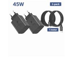 2 Stuks 45W Super Snel Lader Adapter + 1 Meter 60W gevlochten Extra Stevige USB C Kabel Naar Compatible lightning Poort - Geschikt voor iPad en iPhone X/11/12/13/14 Oplader Set 1 Meter