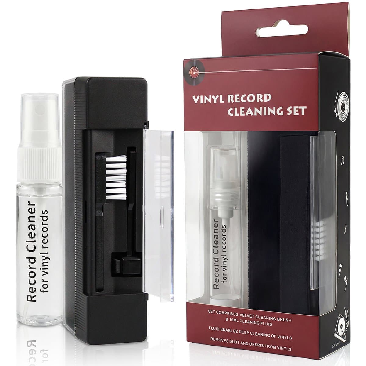 BLU LP Schoonmaakset - 4-in-1 Vinyl Cleaning Kit - Platenborstel - Platenreiniger - Antistatisch - LP Borstel - Platen Schoonmaakset - Vinyl Borstel - Vinyl Reiniger - LP Reiniger — afbeelding 1