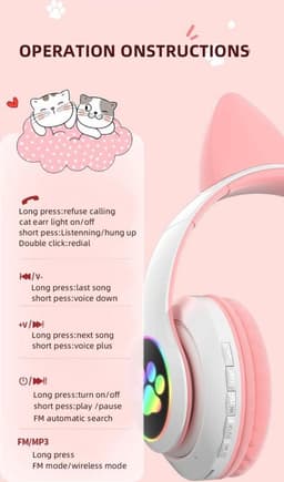 Kinder hoofdtelefoon - cat headphones| Draadloze koptelefoon Bluetooth met led kattenoortjes paars | Koptelefoon voor Kinderen - Met Led Kat Oortjes | met verlichting poot — thumbnail 2