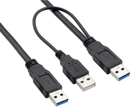 USB 3.0 Y-Kabel met Dubbele A-Stekker voor Externe Harde Schijf — thumbnail 1