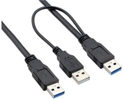 USB 3.0 Y-Kabel met Dubbele A-Stekker voor Externe Harde Schijf