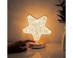 Sterrenlamp, schattig nachtlampje voor kinderen, draadloze oplaadbare, traploos dimbare touchlamp met 3 kleurstanden voor woonkamer, slaapkamer en kerstdecoratie.