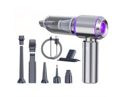 Handstofzuiger Draadloos 30000PA - Autostofzuiger - Mini Stofzuiger - 4 in 1 Blazer en Vacuüm - Borstelloze Motor - Oplaadbaar via USB C - Voor Auto Thuis Toetsenbord Huisdier - Compact en Krachtig - Inclusief 8 Accessoires