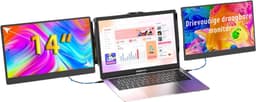 Quvo® Professionele Portable Monitor Pro 2024 - Full HD - 13” / 17.4” Tri-Screen - Laptop Scherm Uitbreider - Inclusief Beschermhoes en Kabels - Blauw - 35cm x 21cm x 3cm — thumbnail 1