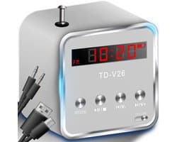 Mini-luidspreker, draagbare luidspreker, draadloze mini-muziekbox met FM-radio, speakerstation, kubusluidspreker, SD-kaartsleuf en Bluetooth-functie, zwart.