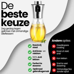QualitéCuisine® Olie Sprayfles 200ml – Vernieuwde Versie – Olijfolie Sprayer / Olieverstuiver – Olie Dispenser Glas – Airfryer Accessoires – Voor BBQ, Pan & Salade – Incl. Bakkwast en Trechter — thumbnail 6