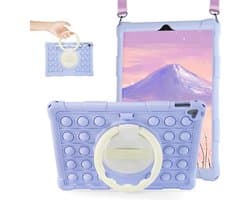 Beschermhoes voor iPad 10,2 inch (9e/8e/7e Gen) - Flexibele Siliconen Kinderhoes met 360° Standaard & Schouderriem