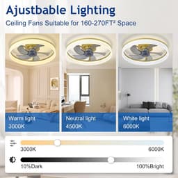 Gouden Plafondventilator 50 cm met Dimbaar LED Verlichting - Stijlvol en Stil — thumbnail 4