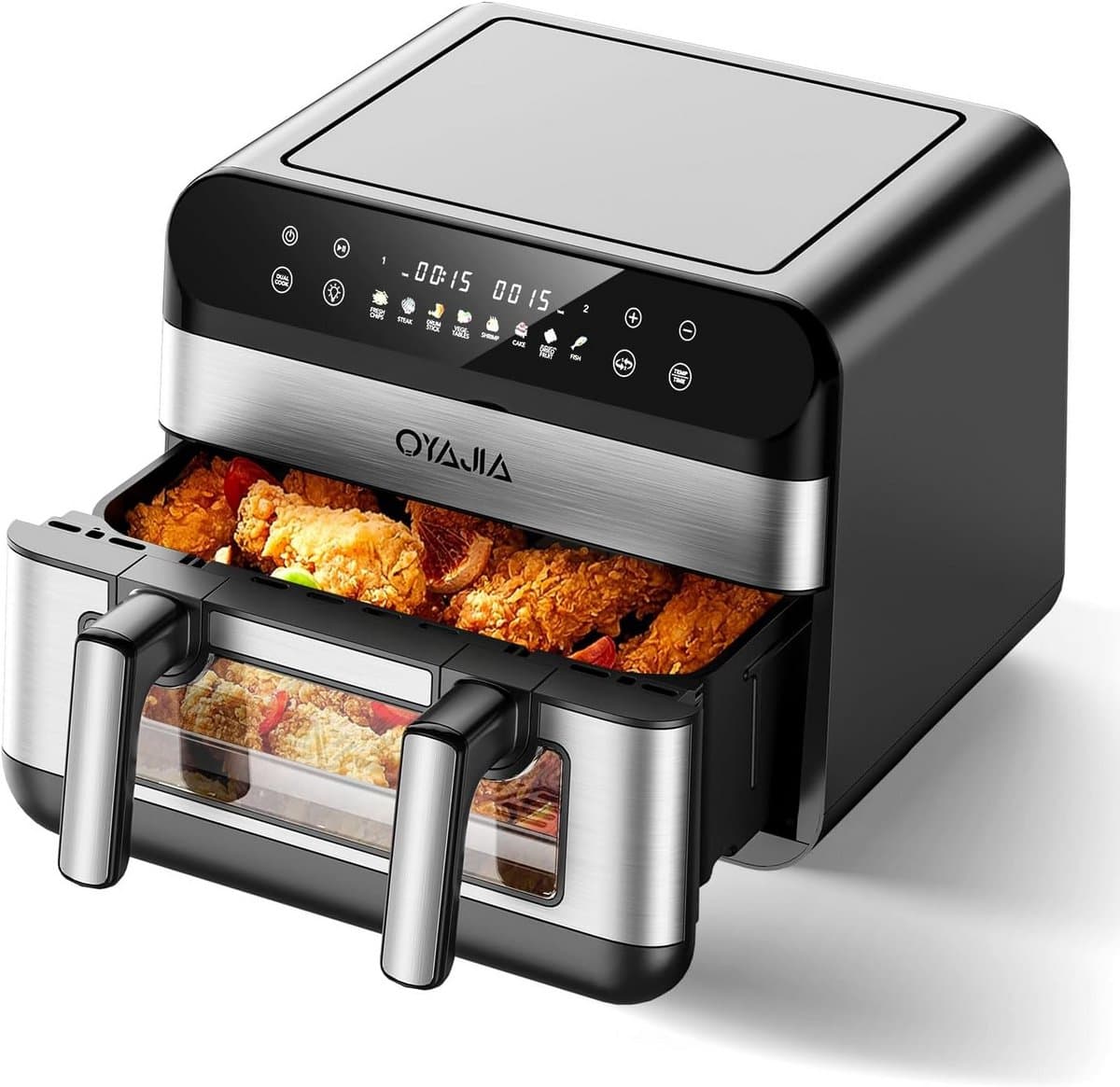 Dubbele Heteluchtfriteuse XL met Kijkvenster 8-in-1 Digitale Touchscreen Apparatuur — afbeelding 1