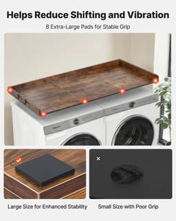 Werkblad voor wasmachine en droger - Bovenblad - 137 x 69,9 cm - Met opstaande rand - Inclusief haken - Draagvermogen 113 kg - Bruin — thumbnail 5