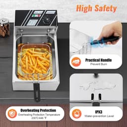 Professionele Friteuse - Enkele Sleuf - Thuis Frituren - Instelbare Temperatuur - 6 Liter Capaciteit - Zilverkleurig — thumbnail 2