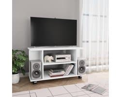 Tv-kast Opbergkast - Mediastandaard Meubel - Woonkamer Entertainment - Verplaatsbaar Met Wielen - 80x40x40 Cm - Wit
