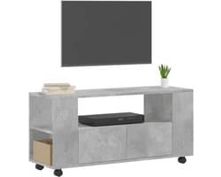 TV Kast - Mediameubel - Woonkamer Opbergen - Met Wielen - 102x34x43 cm - Beton Grijs