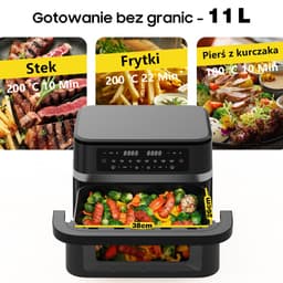 Airfryer – Heteluchtfriteuse – Digitale Friteuse – Gezond Koken – XXL 11L – 2950W Vermogen – Dual-Zone Met Verwijderbare Divider — thumbnail 4