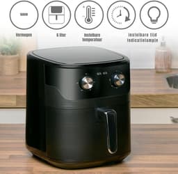 Aurixi® Airfryer xl - Airfryer xxl - Heteluchtfriteuse - 6 Liter - Timer tot 60 Minuten - Zwart- 39 cm x 29 cm x 34 cm — thumbnail 3