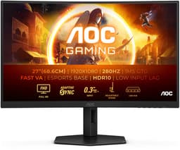 AOC C27G4ZXU - Full HD Curved Monitor - Speakers - USB-Hub - Ergonomisch - 280hz - 0.3ms - 27 inch — thumbnail 1