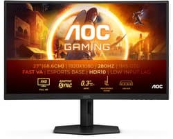 AOC C27G4ZXU - Full HD Curved Monitor - Speakers - USB-Hub - Ergonomisch - 280hz - 0.3ms - 27 inch