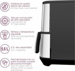 Digitale Luchtfriteuse 5,5 Liter 1800W Met Geborsteld Staal — thumbnail 4