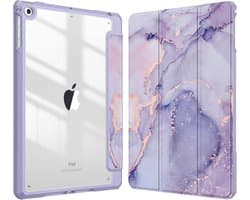 Dunne Beschermhoes voor iPad 9.7 inch 2018/2017 & Air - Transparante Achterkant met Slaap/Wek Functie - Marmeren Look