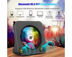 Bluetooth CD-Speler - Desktopdesign - Draagbare Radio-CD-Speler met Dubbele Luidsprekers en Timer - Ondersteunt CD/Bluetooth/FM/AUX/USB-Ingang - FM-Radio - Hoofdtelefoonaansluiting - Bluetooth-Overdracht