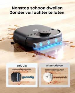 eufy Robotstofzuiger C28, HydroJet Zelfreinigende Dweil en Vervangingssets, 15.000 Pa Turbo Zuigkracht, 5-In-1 Robotstofzuiger & Dweil Voor Thuis, Anti-Klit Ontwerp, AI-Obstakelherkenning — thumbnail 4