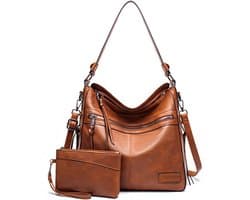 MaberLondon® Dames Handtas - Schoudertas & Crossbody tas - Zacht PU Leer (bruin)