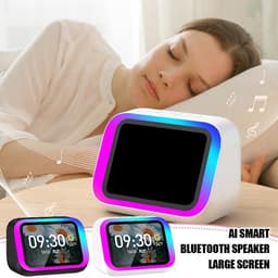 Slimme Wekker - Digitale Klok - Nachtkastje Opladen - AI Stemassistent - HD Groot Scherm - Wit — thumbnail 2