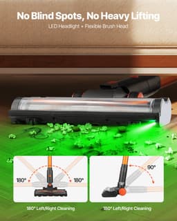 VEVOR Draadloze Stofzuiger 40 Kpa Max. Zuigkracht, Oplaadbare Steelstofzuiger Met Stofbak en Led-Display, Handstofzuiger Met 47 Min. Gebruiksduur voor Tapijten, Dierenharen en Harde Vloeren — thumbnail 5
