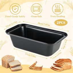 Ynkkvre - Rechthoekige Bakvorm - Koolstofstaal Bakvorm - Gelijkmatig Bruin Bakken En Snelle Warmtegeleiding - 2 Stuks - Voor air fryer En Cake Zilver — thumbnail 2