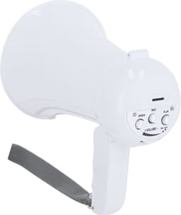 Opvouwbare megafoon met Sirene en Opnamefunctie - Werkt op 4x AA Batterijen - 16 x 11 cm klein compact model - Wit — thumbnail 2