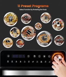 Mini Oven met Airfryer Functies - 14L, 1800W, 11-in-1 met Aanraakscherm en 7 Accessoires — thumbnail 6