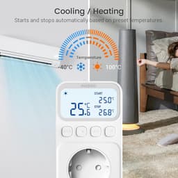 Programmeerbare Plug-in Thermostaat met Timer - Temperatuurregelaar voor Koelen en Verwarming — thumbnail 4