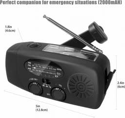 Noodradio Solar Opwindbaar en Batterij - Noodpakket - Draagbare Survival Radio - Inclusief 10.000 mAh Solar Powerbank - Powerbank Zonneenergie - Bouwradio - Zaklamp - Rood — thumbnail 5