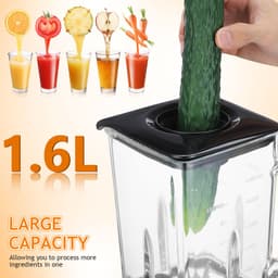 Staande Blender 1.6L -6 Messen voor IJs & Smoothies - Glazen Kan |-Keukenmachine voor Sappen, Soepen & Sauzen — thumbnail 5