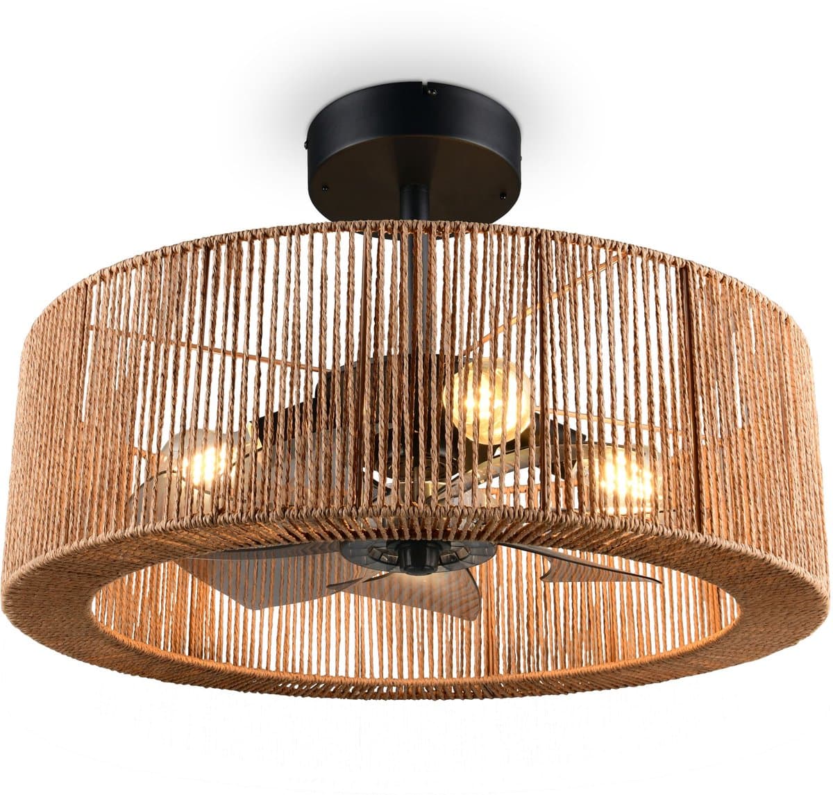 REALITY SMILLUM - Ventilator - Natuurlijk - excl. 4x E27 4 W - Afstandsbediening - 3 snelheidsinstellingen - In hoogte verstelbaar - Zomer- en wintermodus — afbeelding 1