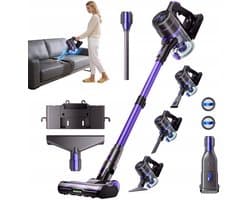 Draadloze Stofzuiger - HandStofzuiger - Stofzuiger - 550W - 11-21KPa - Paars - 2600mAh - 3 Standen - Krachtig maar Stil - 8-traps filtratie- Met LED-scherm & Anti-klit Technologie - Met Multifunctionele accessoires
