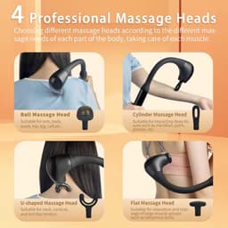 Yarvu -Massage Gun pistool – 2-in-1 Percussie Massagepistool – Draadloos Percussiemassageapparaat – Nek Rug Massage - Met 9 Snelheden – 4 Opzetstukken - Zwart — thumbnail 2